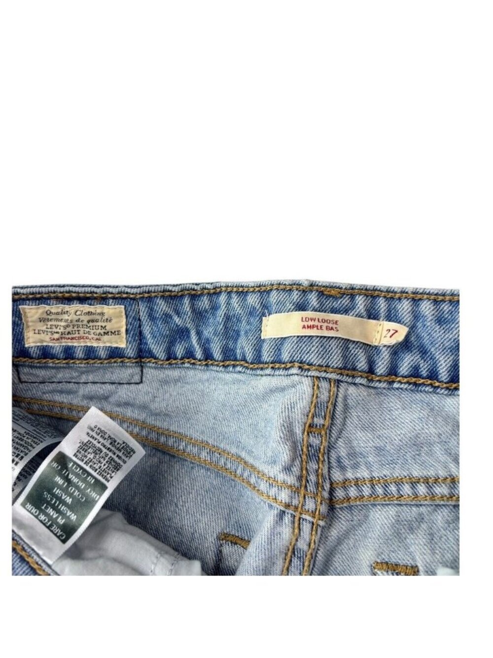 LEVI'S Premium Low Loose Wide Straight Leg Jean In That's Fashion Blue Size 27 - Picture 3 of 9